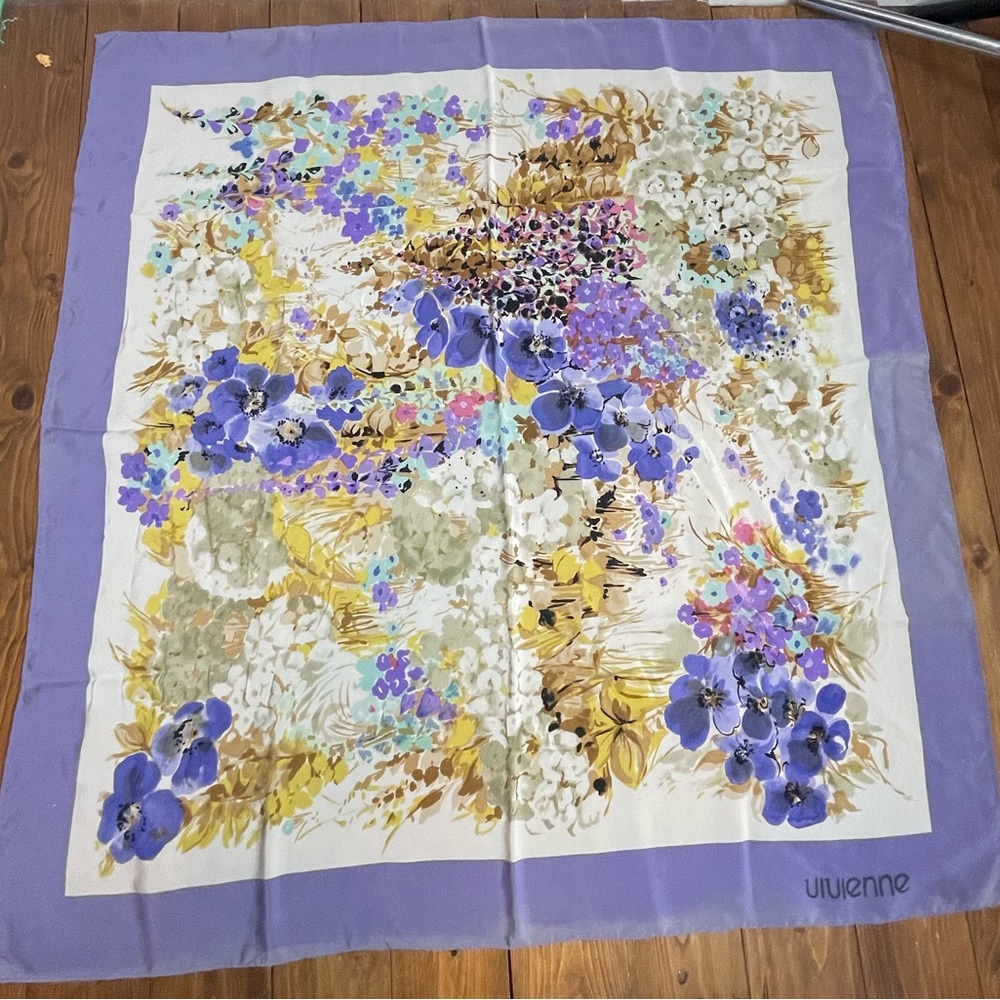 Vintage Vivienne silk scarf floral print